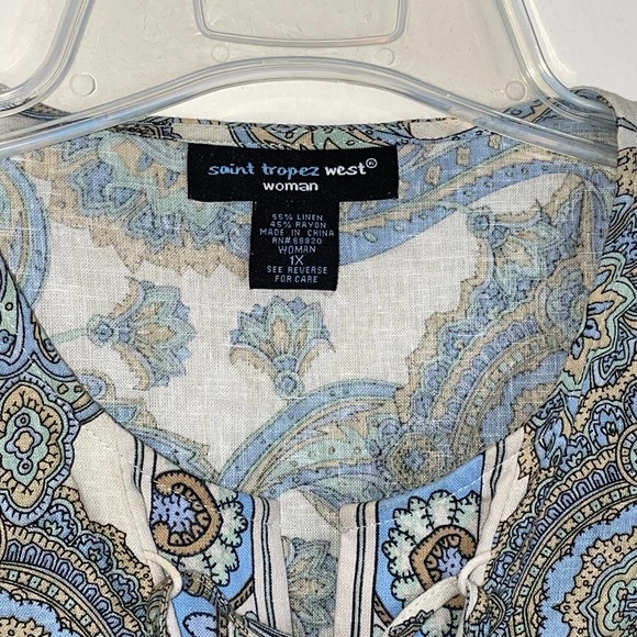 Saint Tropez Linen Blend Paisley Tunic Size 1x - Picture 4 of 8